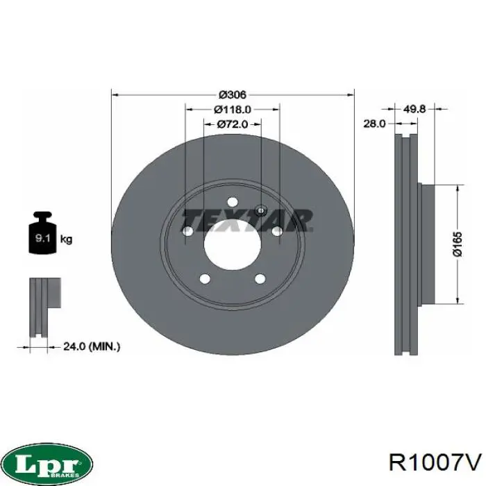 Disco do freio dianteiro LPR R1007V preço, a partir de 55,30 USD