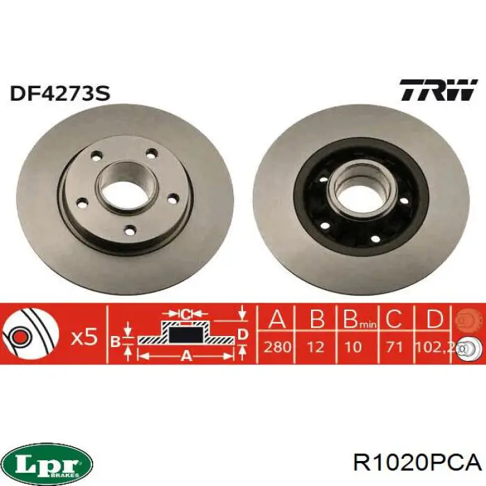 Compre R1020PCA LPR Disco do freio traseiro