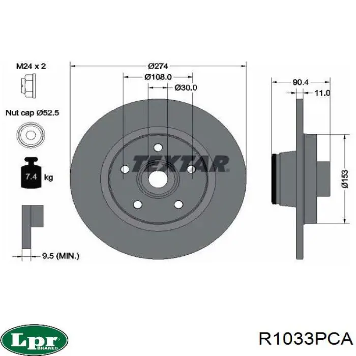 Disco do freio traseiro LPR R1033PCA preço, a partir de 84,44 USD