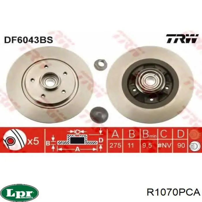 Compre R1070PCA LPR Disco do freio traseiro