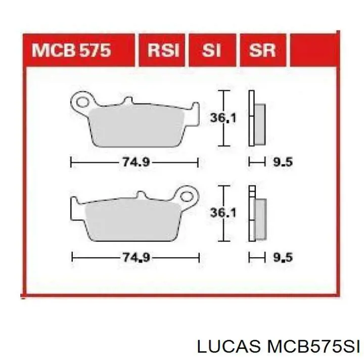 MCB575SI TRW Sapatas do freio traseiras de disco