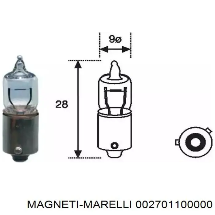 Lâmpada Magneti Marelli 002701100000 preço, a partir de 3,64 USD