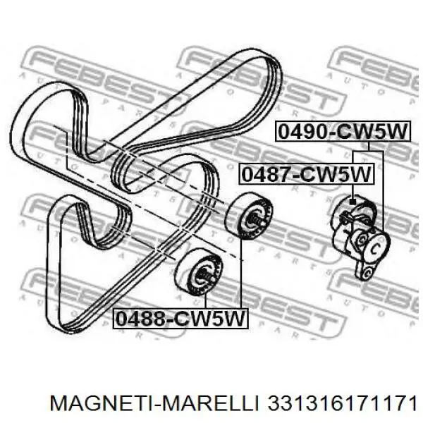 Rolo de reguladora de tensão da correia de transmissão Magneti Marelli 331316171171 preço, a partir de 14,47 USD