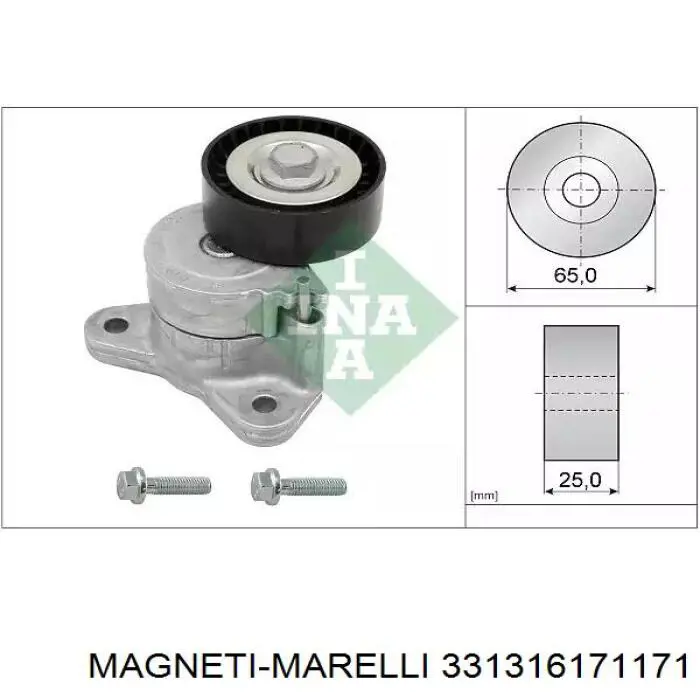 Rolo de reguladora de tensão da correia de transmissão 331316171171 Magneti Marelli