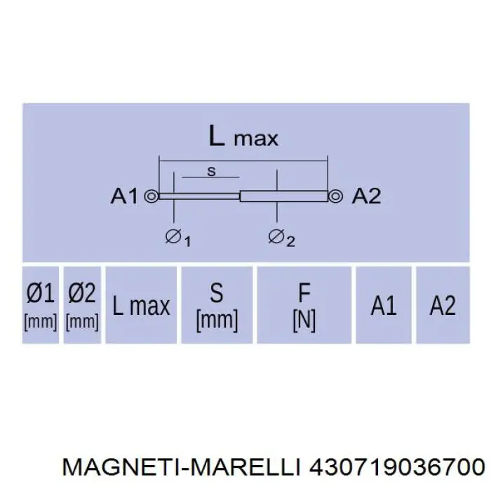 430719036700 Magneti Marelli Amortecedor de tampa de porta-malas (de 3ª/5ª porta traseira)