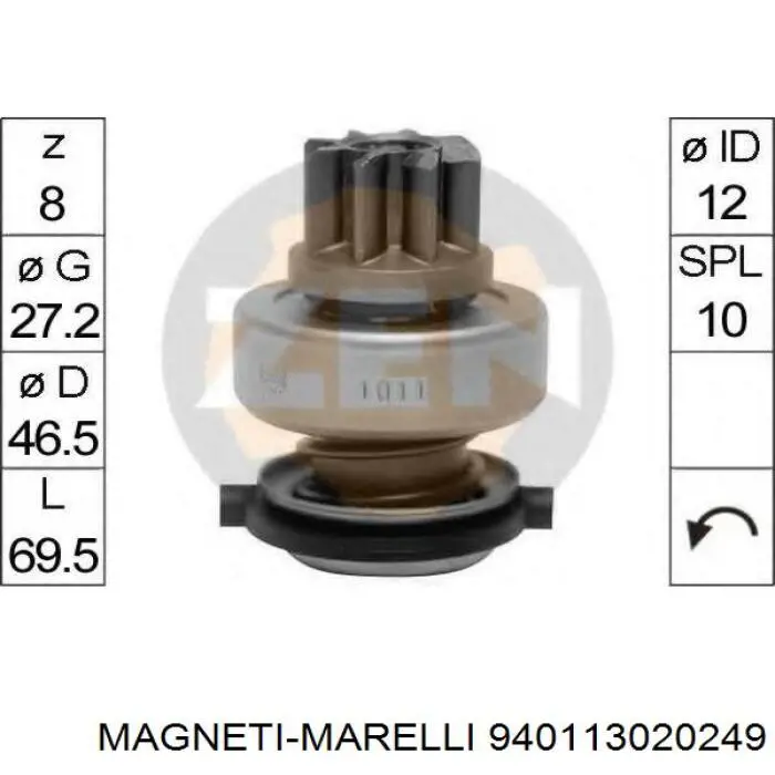 Roda-livre do motor de arranco 940113020249 Magneti Marelli