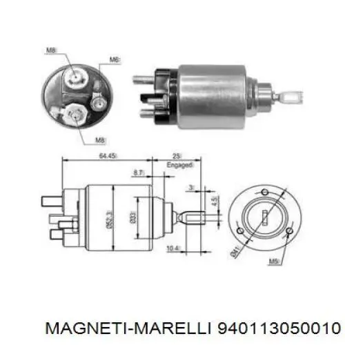 940113050010 Magneti Marelli Relê retrator do motor de arranco