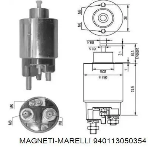 940113050354 Magneti Marelli Relê retrator do motor de arranco