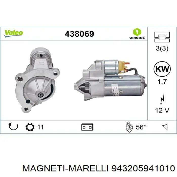 Motor de arranco Magneti Marelli 943205941010