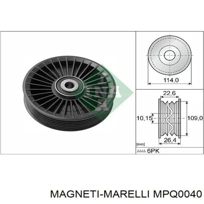 Compre MPQ0040 Magneti Marelli Rolo parasita da correia de transmissão