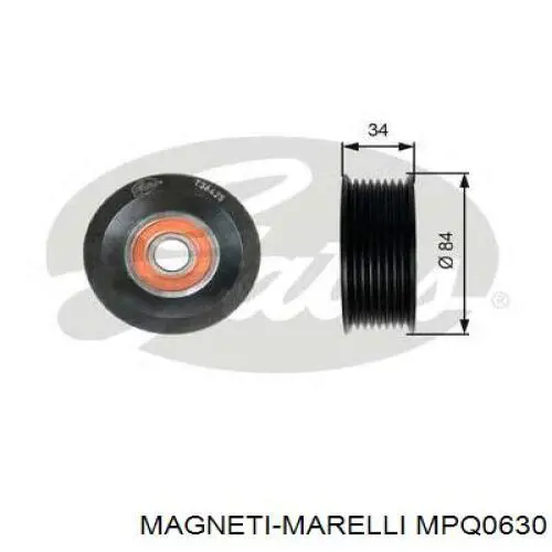 Rolo de reguladora de tensão da correia do mecanismo de distribuição de gás MPQ0630 Magneti Marelli