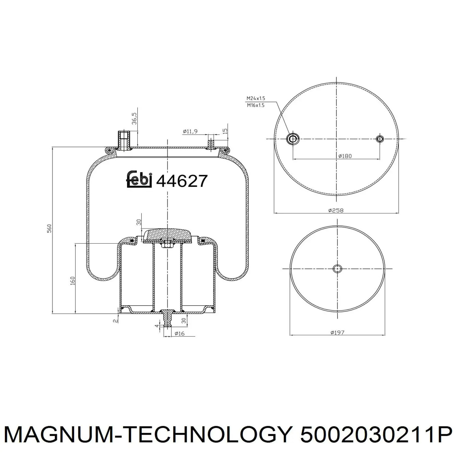 Coxim pneumático (suspensão de lâminas pneumática) do eixo dianteiro Auger AU344919K preço, a partir de 133,01 USD