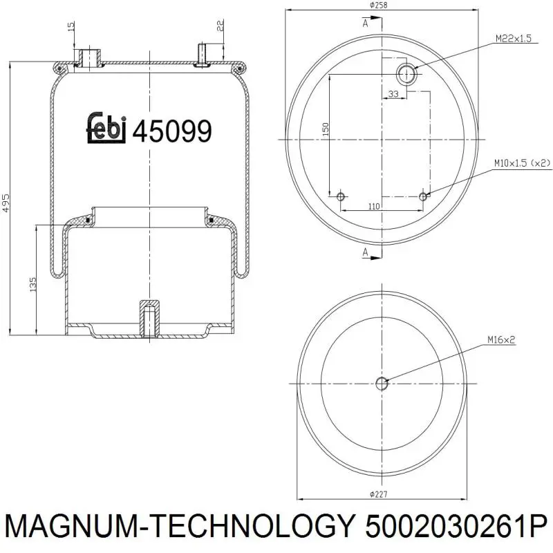 Coxim pneumático (suspensão de lâminas pneumática) do eixo traseiro DAF 1794420 preço, a partir de 118,32 USD
