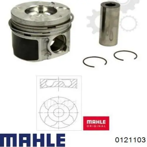 0121103 Mahle Original Pistão do kit para 1 cilindro, 2ª reparação ( + 0,50)