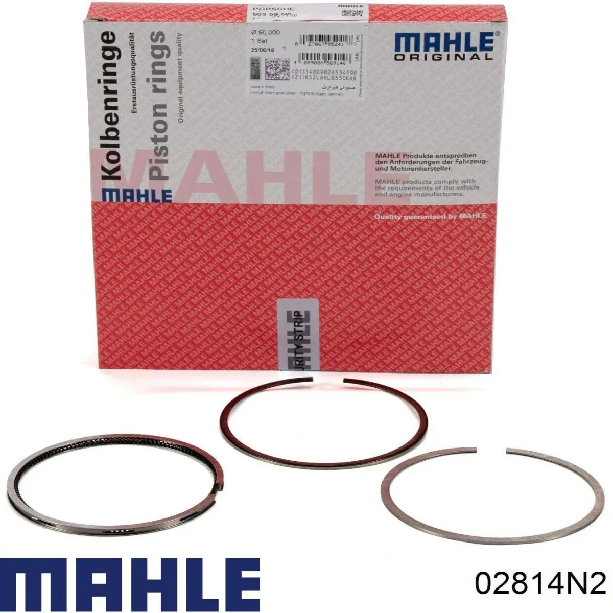 02814N2 Mahle Original Anéis do pistão para 1 cilindro, 2ª reparação ( + 0,50)