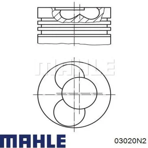 Anéis do pistão para 1 cilindro, 2ª reparação ( + 0,50) 03020N2 Mahle Original