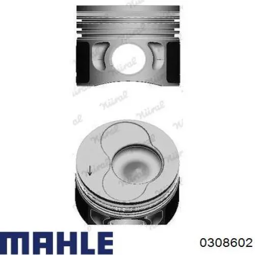 0308602 Mahle Original Pistão do kit para 1 cilindro, 2ª reparação ( + 0,50)