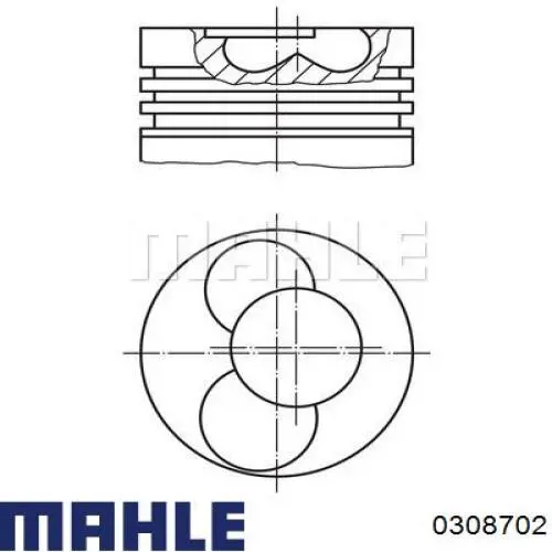0308702 Mahle Original Pistão do kit para 1 cilindro, 2ª reparação ( + 0,50)