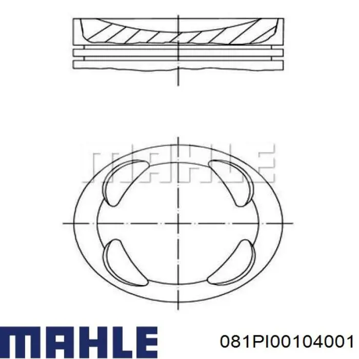 081PI00104001 Mahle Original Pistão do kit para 1 cilindro, 1ª reparação ( + 0,25)