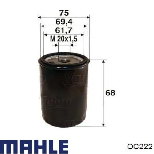 Filtro de óleo Mahle Original OC222 preço, a partir de 6,68 USD