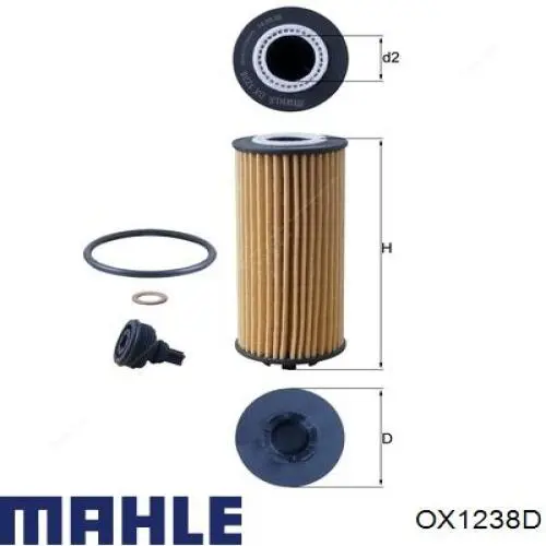 OX1238D Mahle Original Filtro de óleo