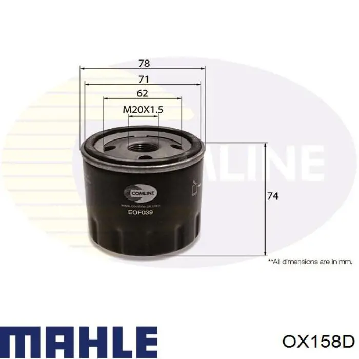 Filtro de óleo OX158D Mahle Original