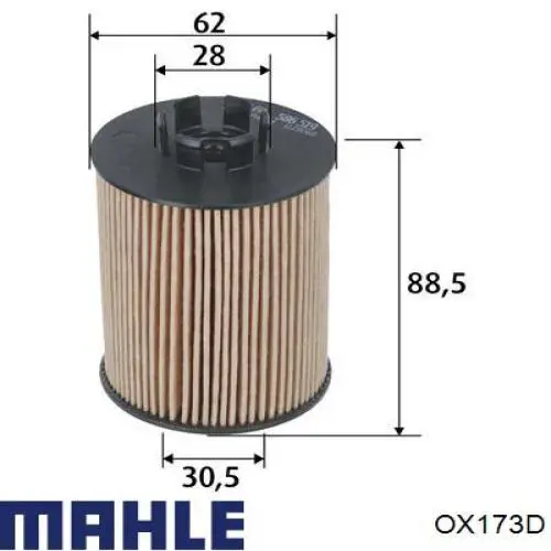 OX173D Mahle Original Filtro de óleo