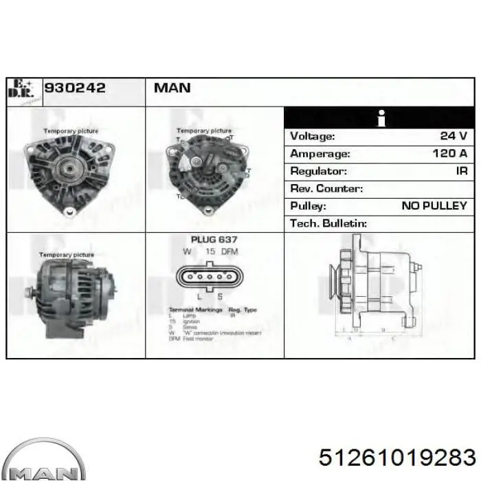 Gerador 51261019283 MAN