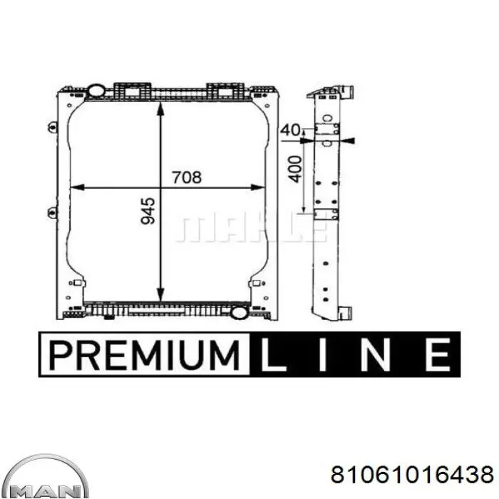 Radiador de esfriamento de motor 81061016438 MAN