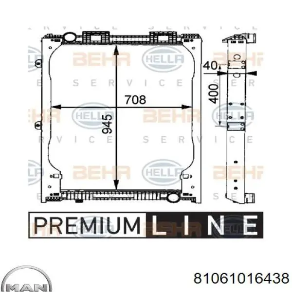 81061016438 MAN Radiador de esfriamento de motor