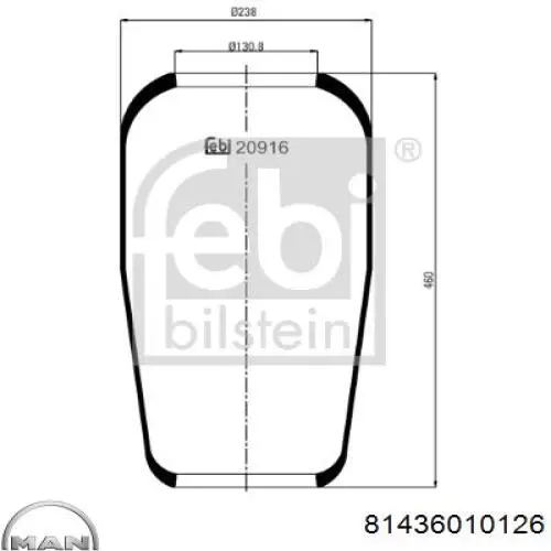 Compre 81436010126 MAN Coxim pneumático (suspensão de lâminas pneumática) do eixo