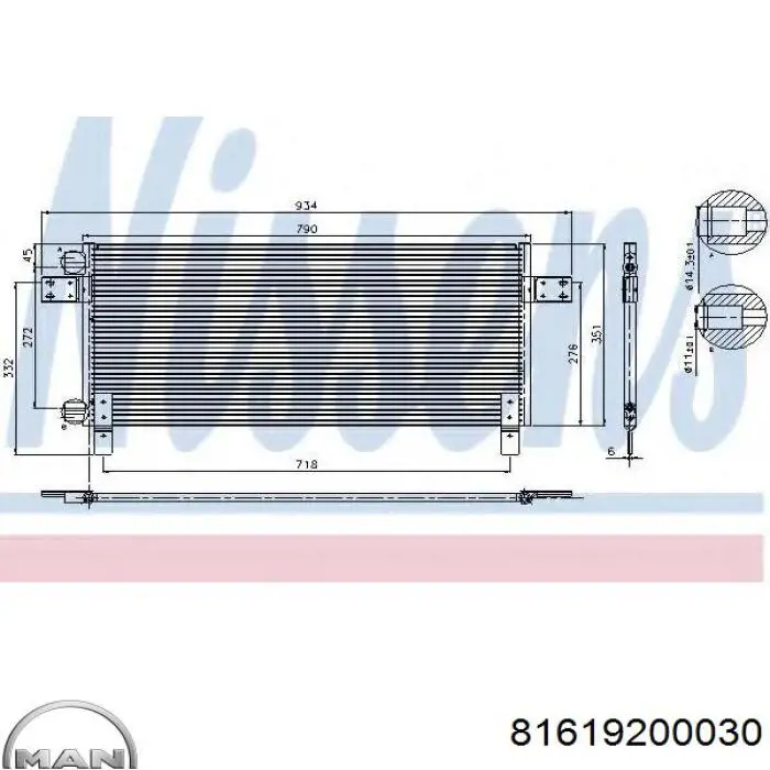 Radiador de aparelho de ar condicionado 81619200030 MAN