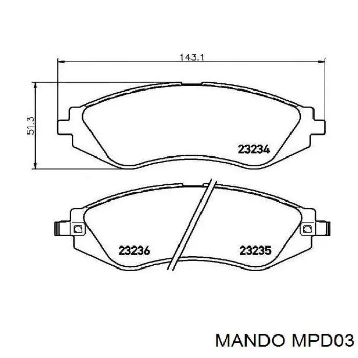 MPD03 Mando Sapatas do freio dianteiras de disco