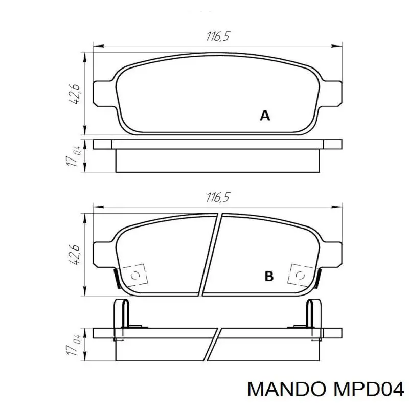 Sapatas do freio dianteiras de disco Mando MPD04 preço, a partir de 24,14 USD
