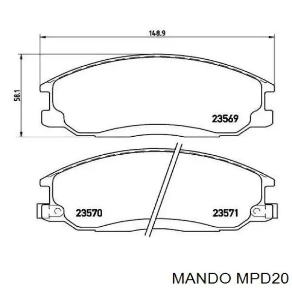 Sapatas do freio dianteiras de disco Mando MPD20 preço, a partir de 30,03 USD