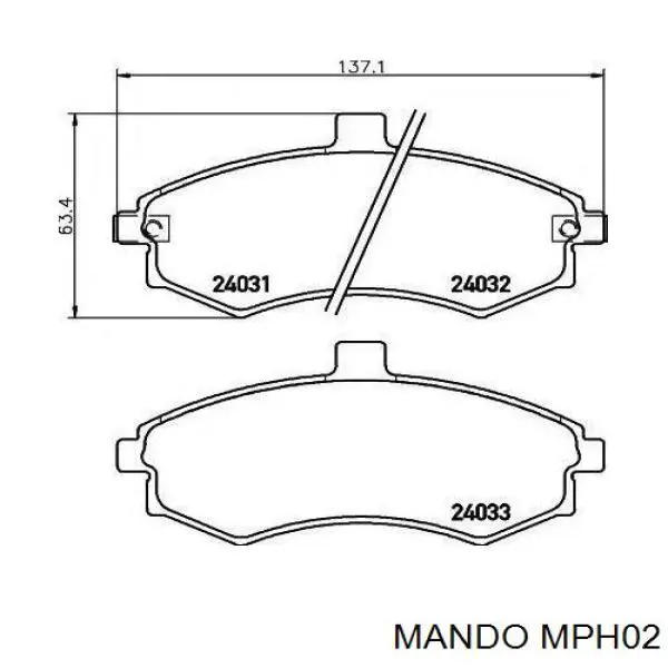 Sapatas do freio dianteiras de disco Mando MPH02 preço, a partir de 28,19 USD