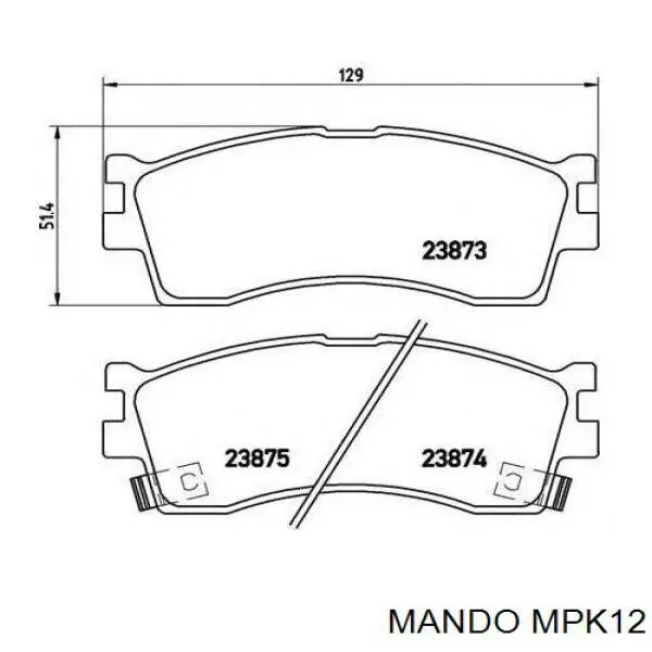 Sapatas do freio dianteiras de disco MPK12 Mando