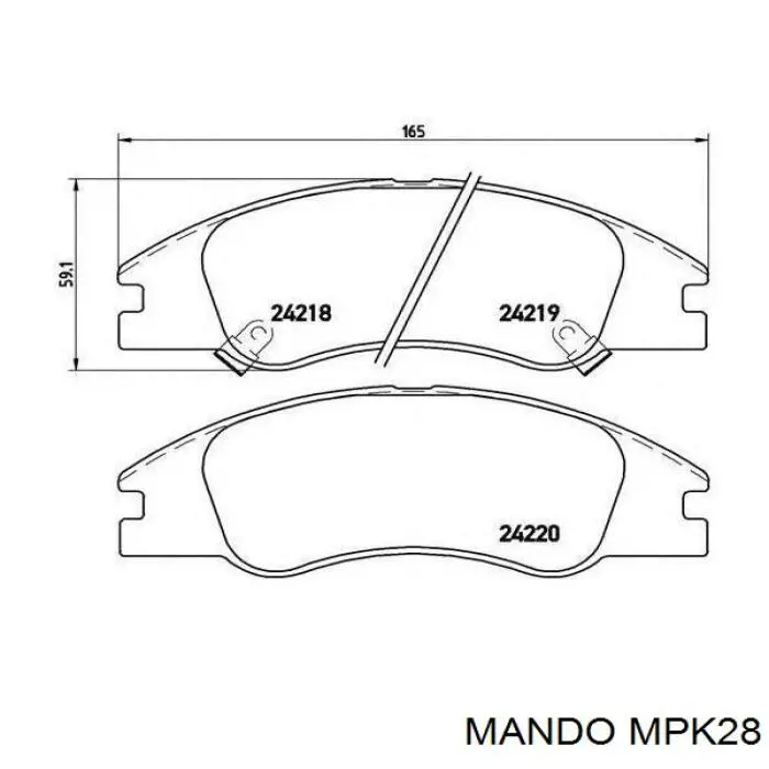MPK28 Mando Sapatas do freio dianteiras de disco