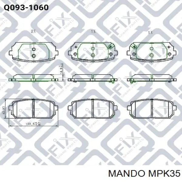 Sapatas do freio traseiras de disco Mando MPK35 preço, a partir de 28,18 USD