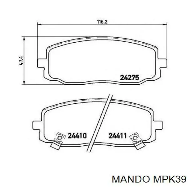 MPK39 Mando Sapatas do freio dianteiras de disco