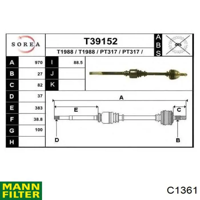 Compre C1361 Mann-Filter Filtro de ar