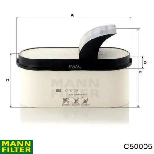 C50005 Mann-Filter Filtro de ar