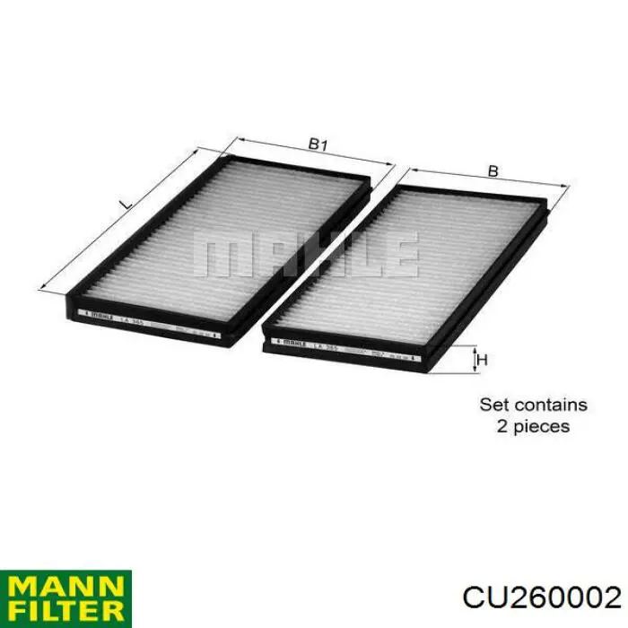 Filtro de salão Mann-Filter CU260002 preço, a partir de 16,11 USD