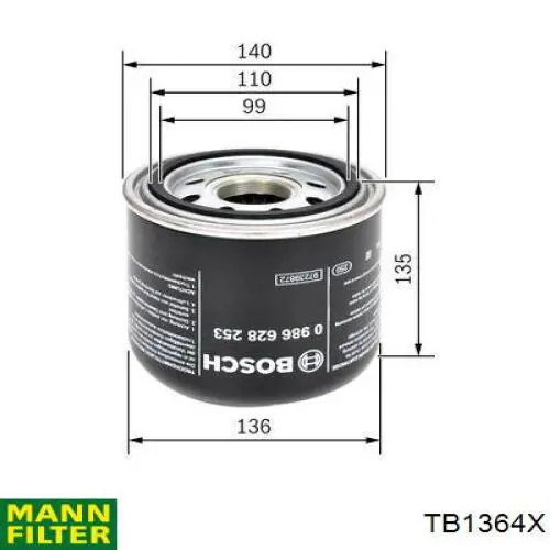 Compre TB1364X Mann-Filter Filtro de secador de ar (separador de umidade e óleo) (TRUCK)