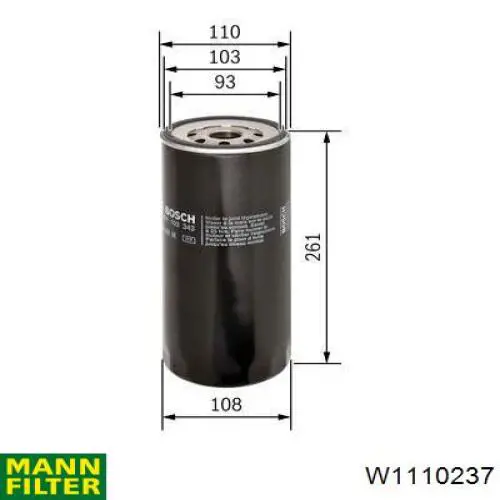 Filtro de óleo Mann-Filter W1110237 preço, a partir de 13,59 USD
