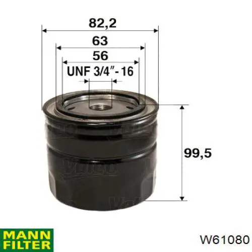 W61080 Mann-Filter Filtro de óleo