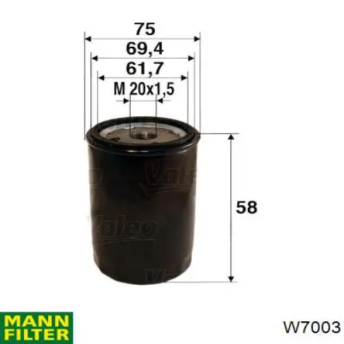 Filtro de óleo Mann-Filter W7003 preço, a partir de 8,85 USD