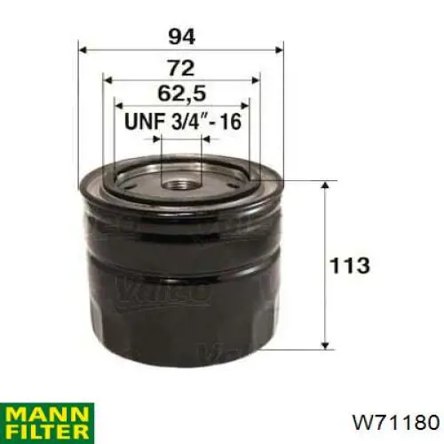 Compre W71180 Mann-Filter Filtro de óleo