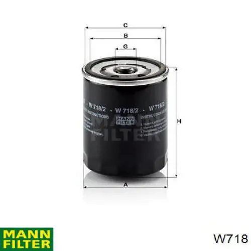Filtro de óleo Mann-Filter W718 preço, a partir de 9,60 USD