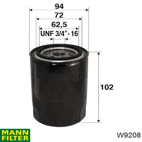 Filtro de óleo Mann-Filter W9208 preço, a partir de 8,22 USD
